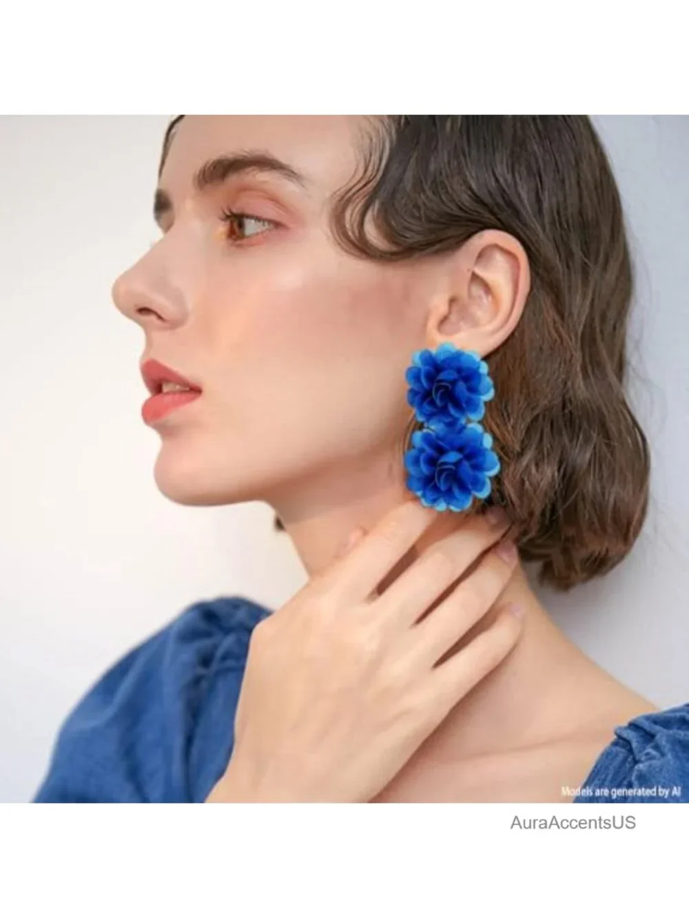 Oversized Double Layer Tulle Flower Stud Earrings Lightweight Mesh Statement